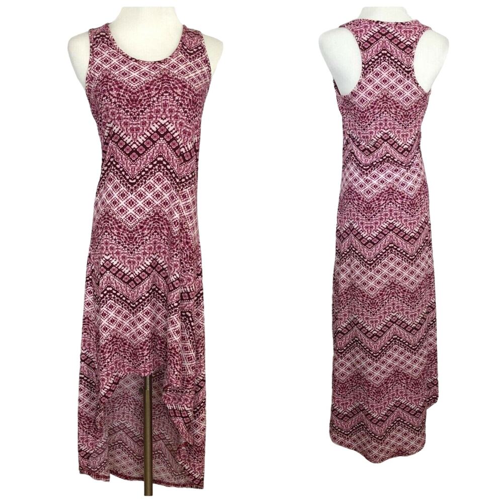 Love High Low Soft Fit Flare Dress Stretch Razor Back Sleeveless Size Small Red